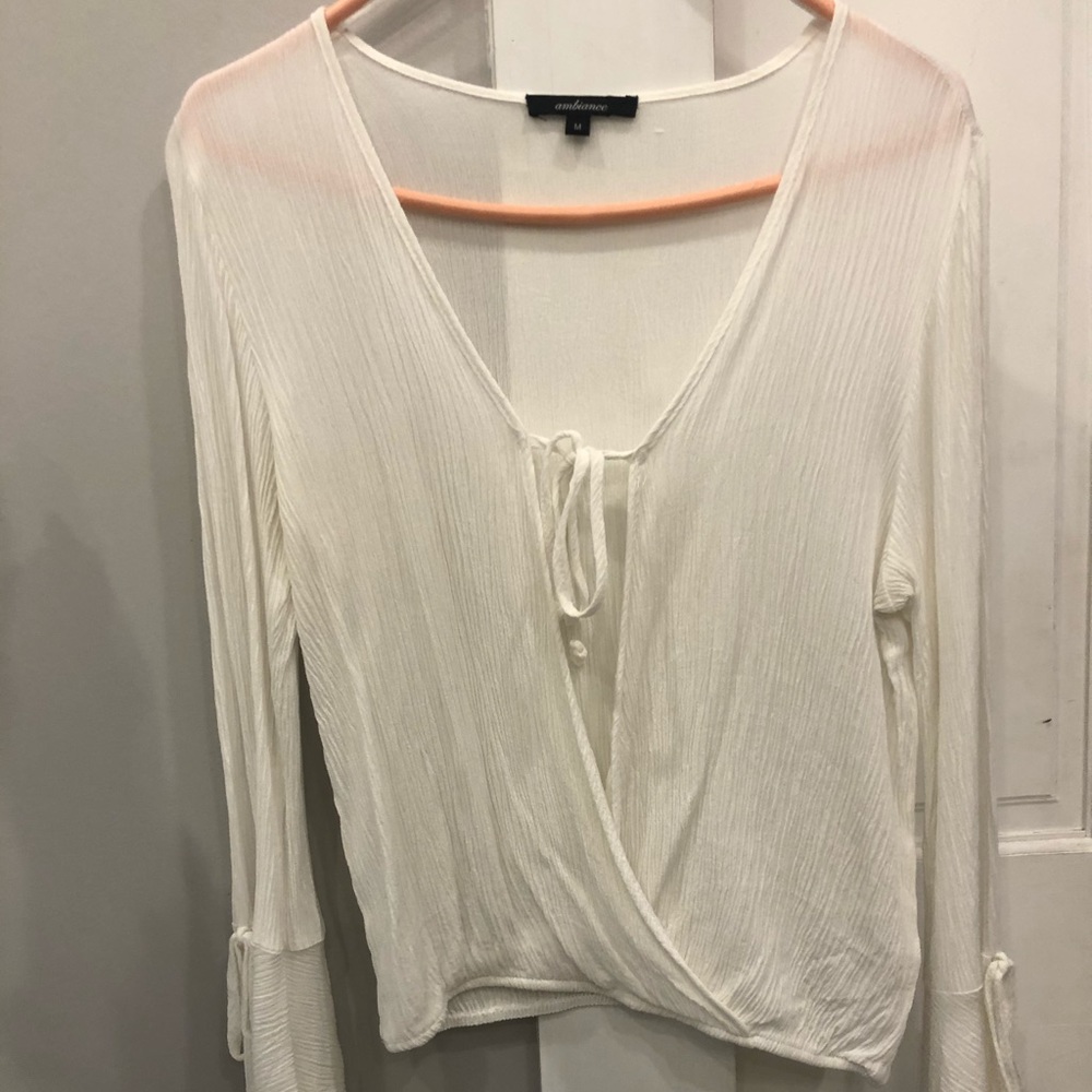 White, Overlay, Surplice Top!